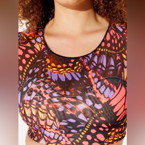 Yitty Shapewear Mesh Me Smoothing Midi Top Butterfly Print Size Large Cropped - Picture 2 of 13